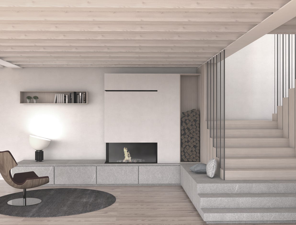 Progettazione case e interior design con una visione realitstica del progetto 3D rendering.